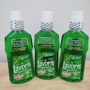 LAVORIS Mouthwash Natural Mint with Zantrate, 16 fl oz (3 bottles)